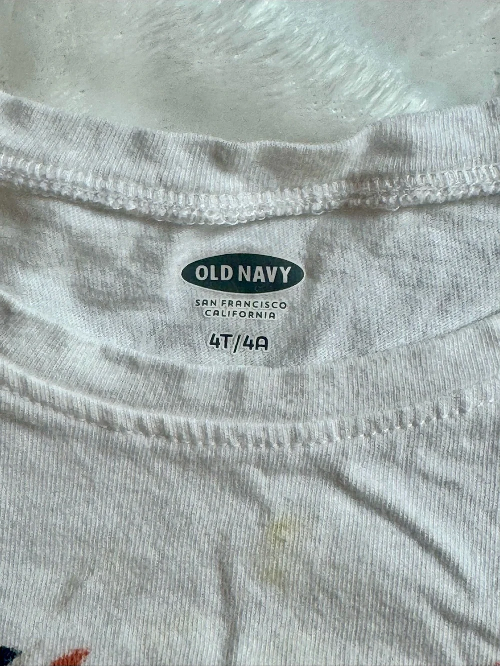 Old Navy White Short-Sleeve Tee with Orange & Navy Geometric Heart